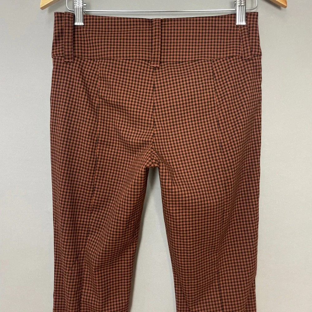 Urban Outfitters Pants Gingham Plaid Black Brown Flared Leg Size 2 Preppy Retro
